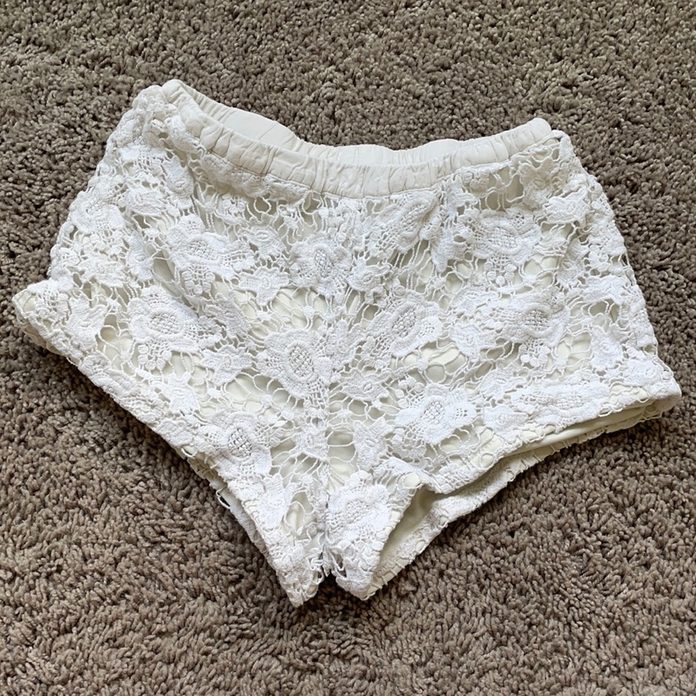 Floral white shorts
